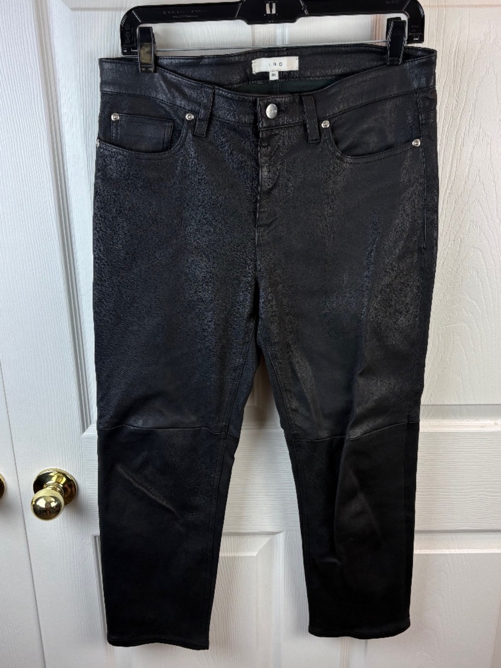 IRO Gaspard Lamb Leather Black Pants